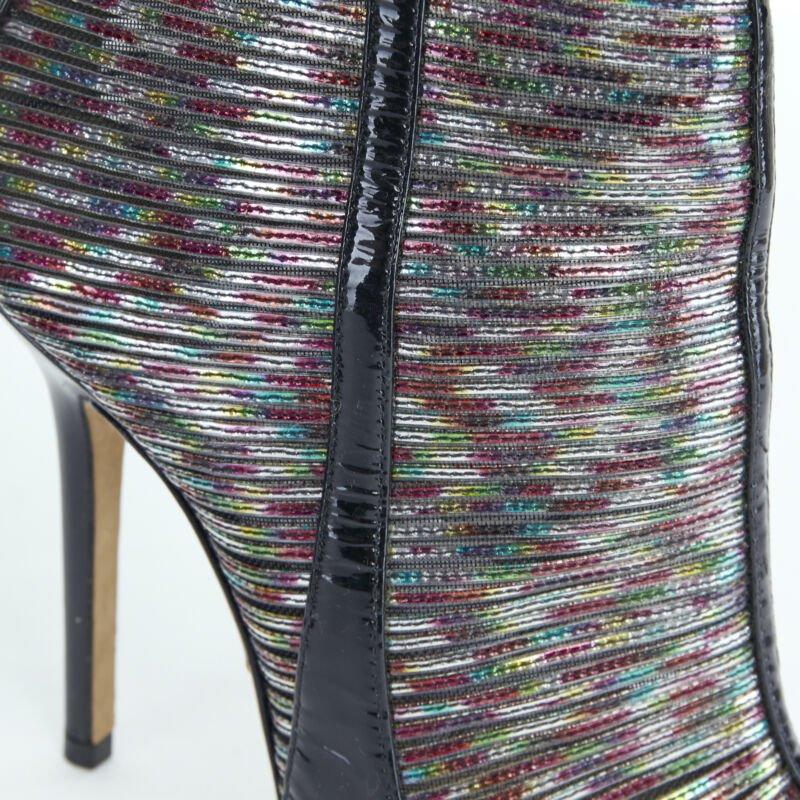 JIMMY CHOO Kier Hologramm Mesh schwarz Lack Peep Toe High Heel Bootie EU38.5 im Angebot 3