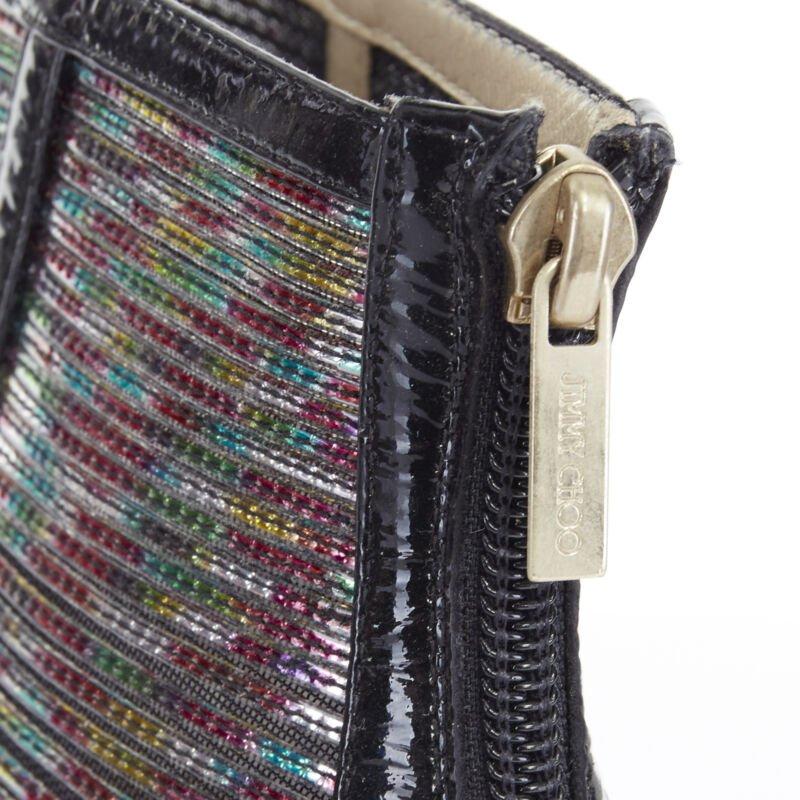 JIMMY CHOO Kier Hologramm Mesh schwarz Lack Peep Toe High Heel Bootie EU38.5 im Angebot 4