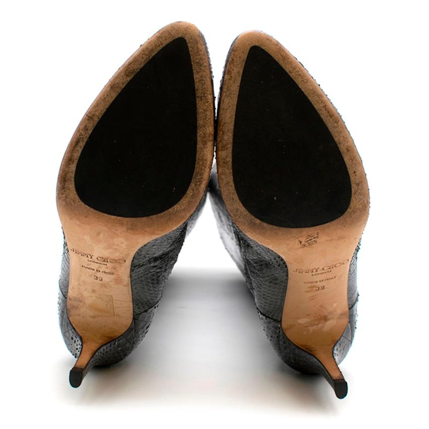 Jimmy Choo Knee High Python Heeled Boots - Size EU 39 For Sale 2