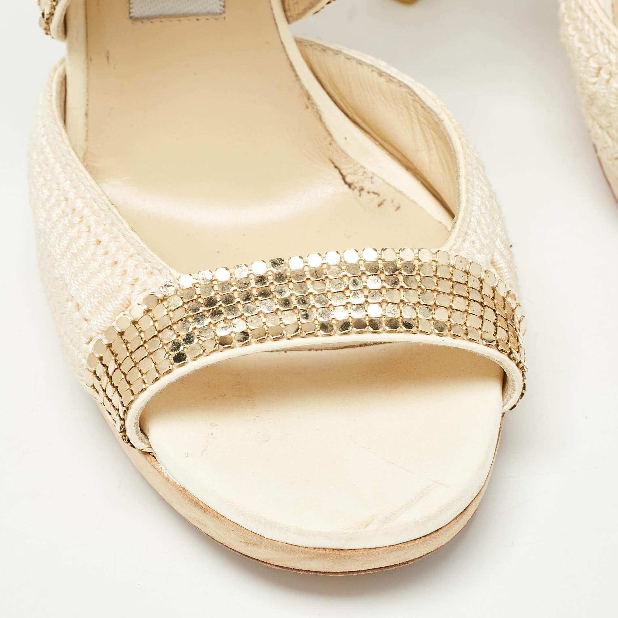 Jimmy Choo - Sandales à lanières ornées de tissu en maille, taille 39 en vente 2
