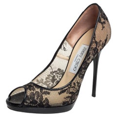 Jimmy Choo Lace And Patent Leather Luna Pumps Size 37.5