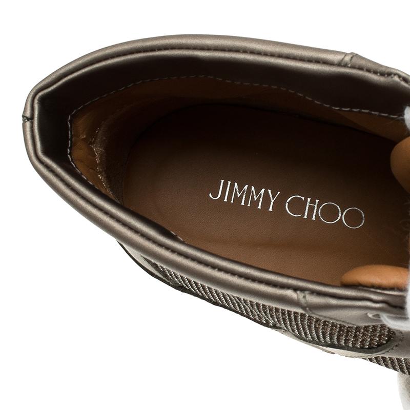 Jimmy Choo  Lame Glitter and Metallic Leather Panama Wedge Sneakers Size 37.5 2