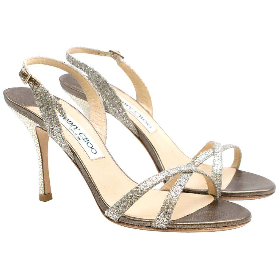 Jimmy Choo Lance Metallic Strappy Sandals IT 38 For Sale at 1stdibs