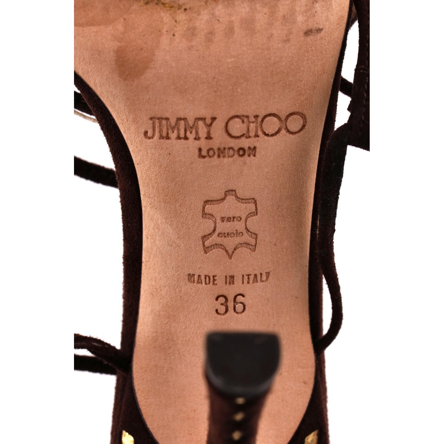 Jimmy Choo Laser-Cut T-Strap Suede Sandals 3