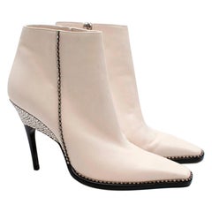 Jimmy Choo Latte Nappa Leather & Crystal Brecken 100 Ankle Boots - Size EU 37
