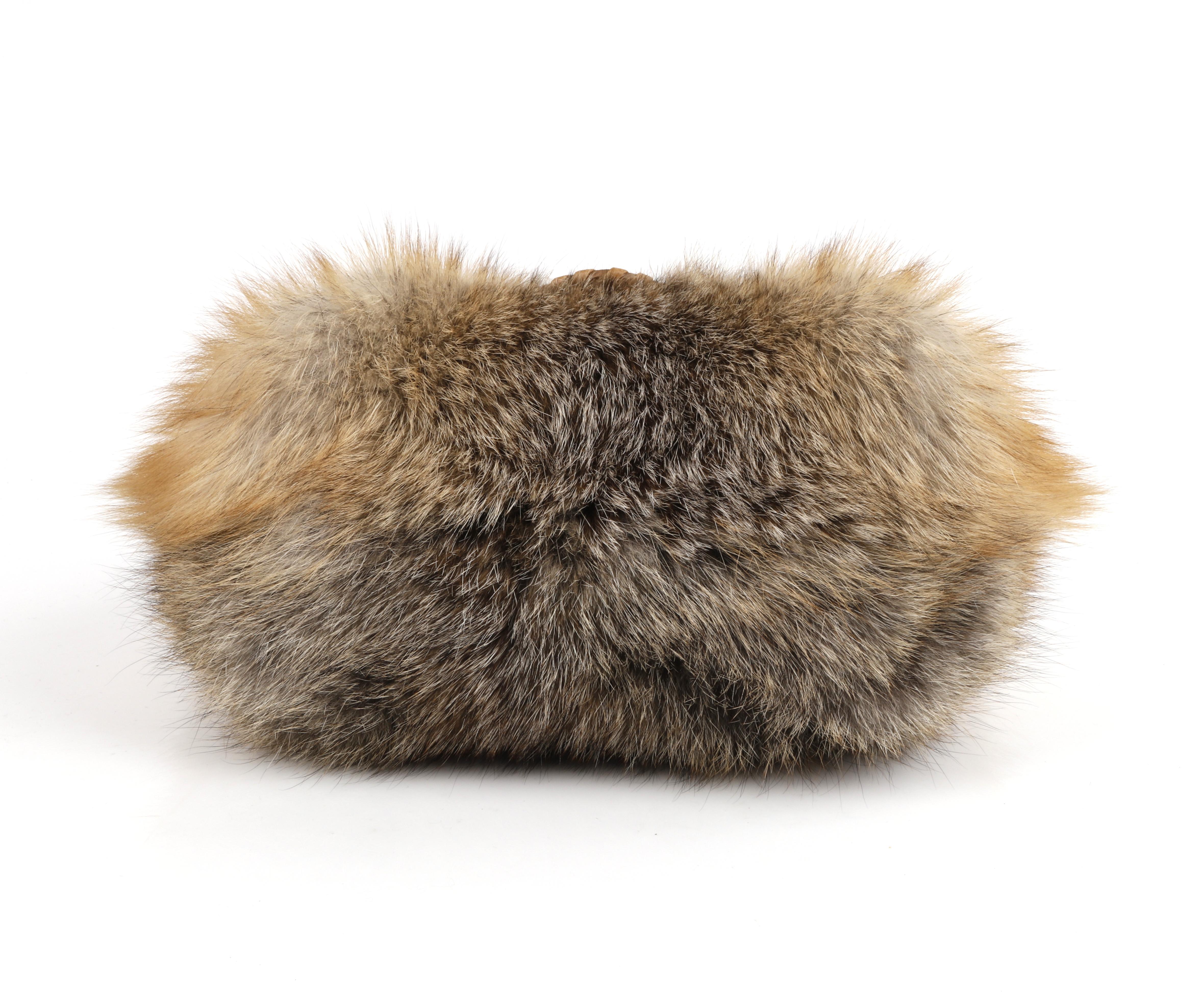 JIMMY CHOO Leah Red Fox Fur Leather Woven Cross-body Shoulder Bag 1