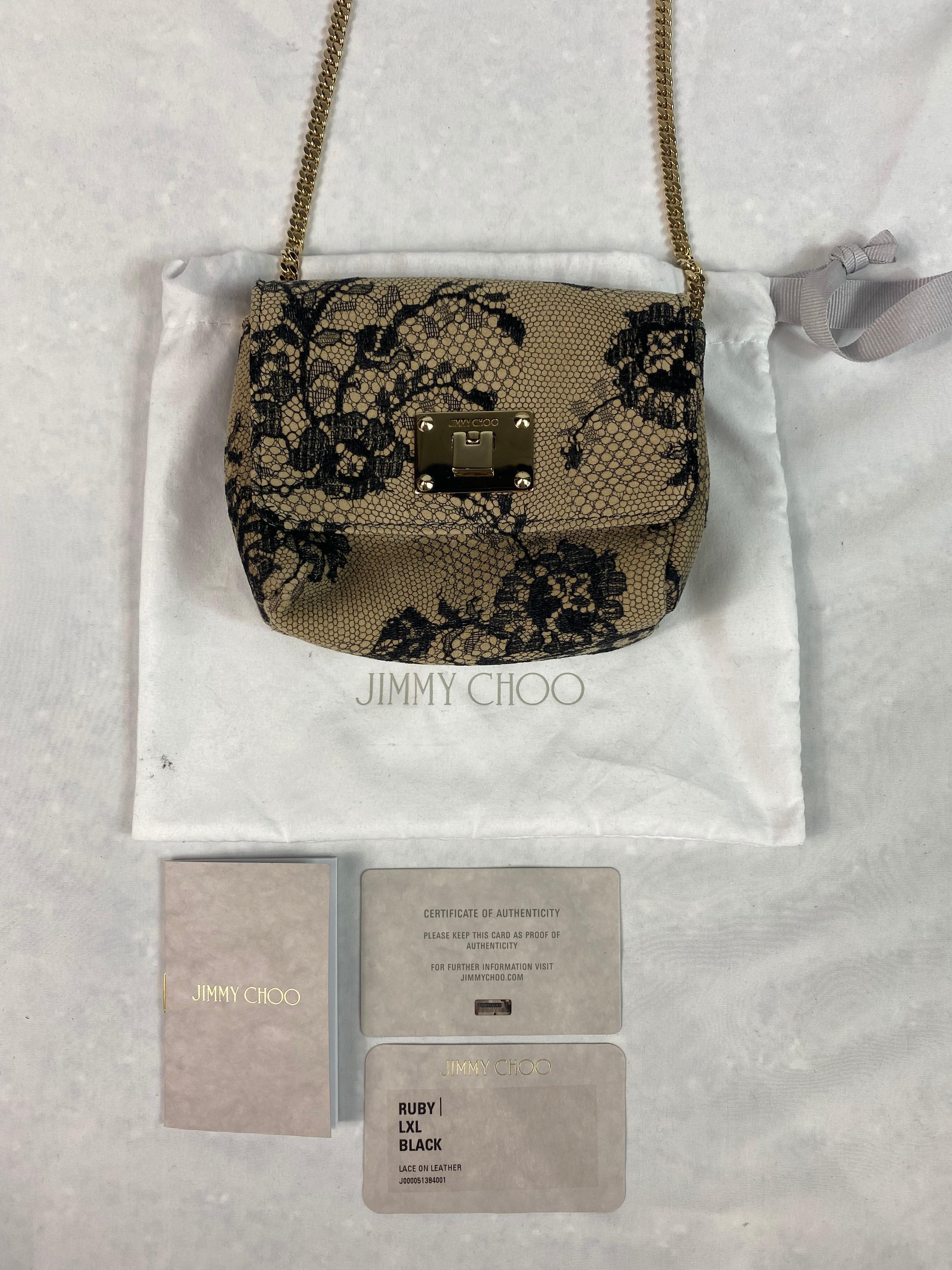 Jimmy Choo Leather and Lace Crossbody Mini Handbag For Sale 5