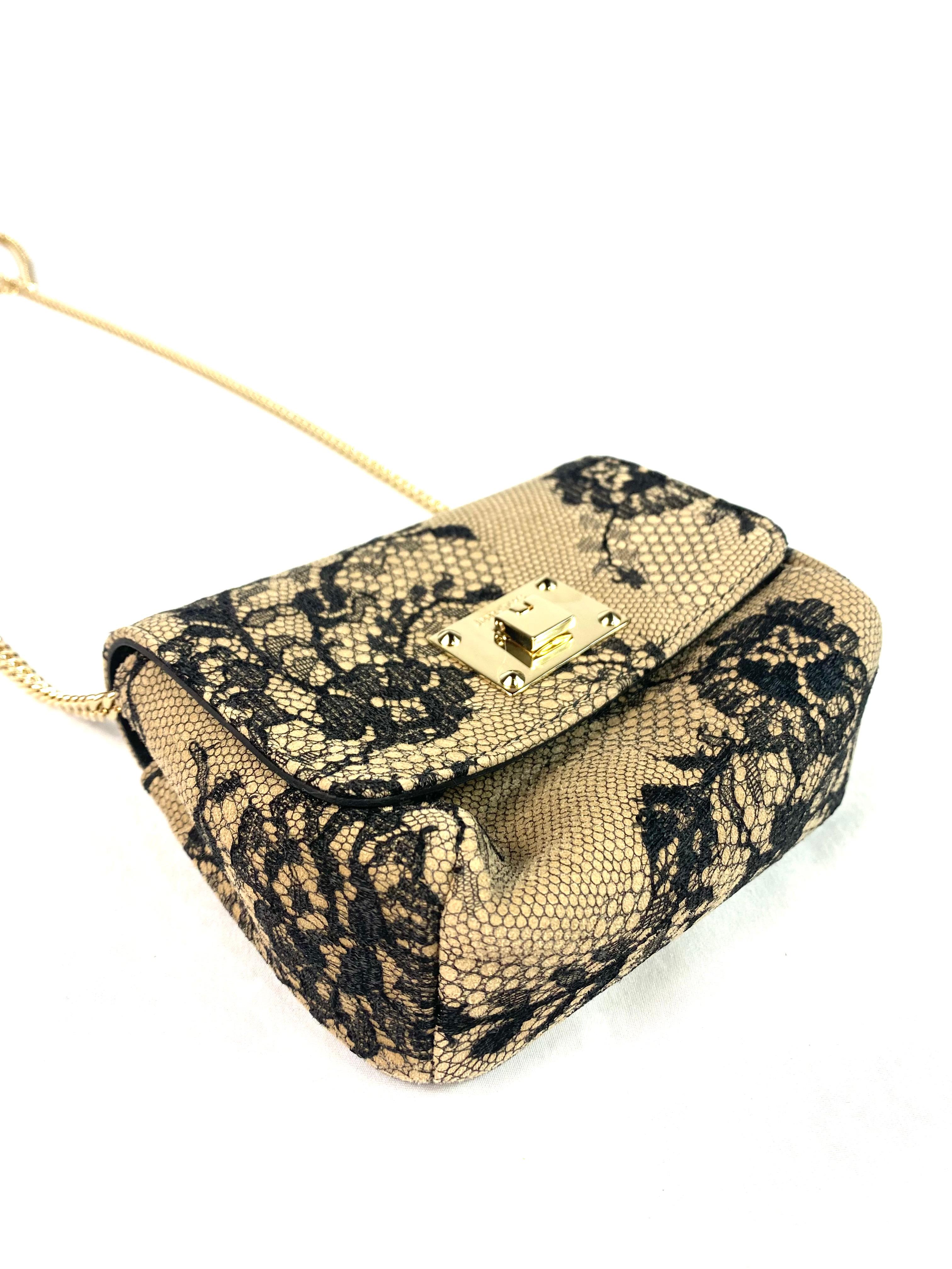 Black Jimmy Choo Leather and Lace Crossbody Mini Handbag For Sale