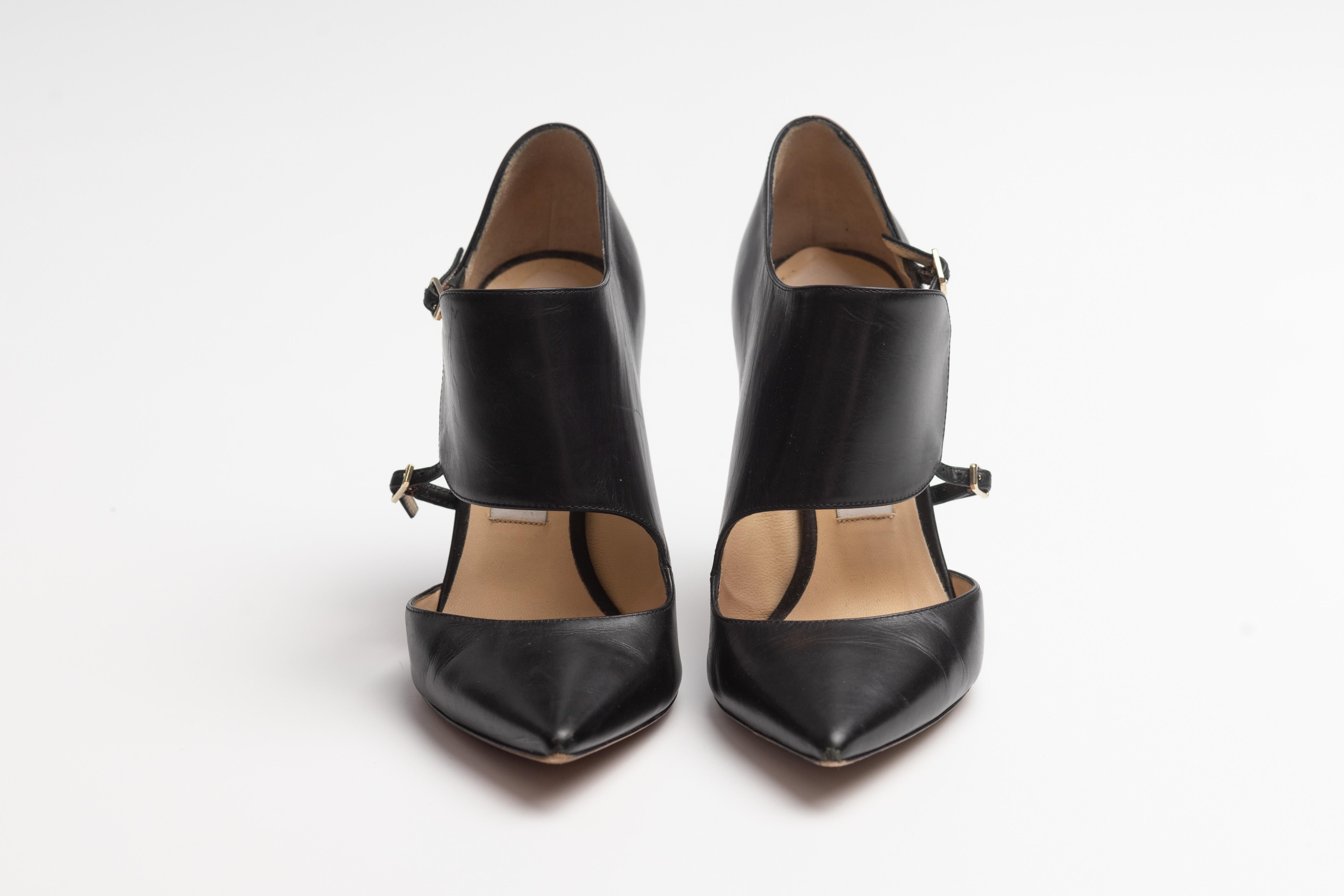 Women's Jimmy Choo Leather Black D'orsay Pumps (EU 37)
