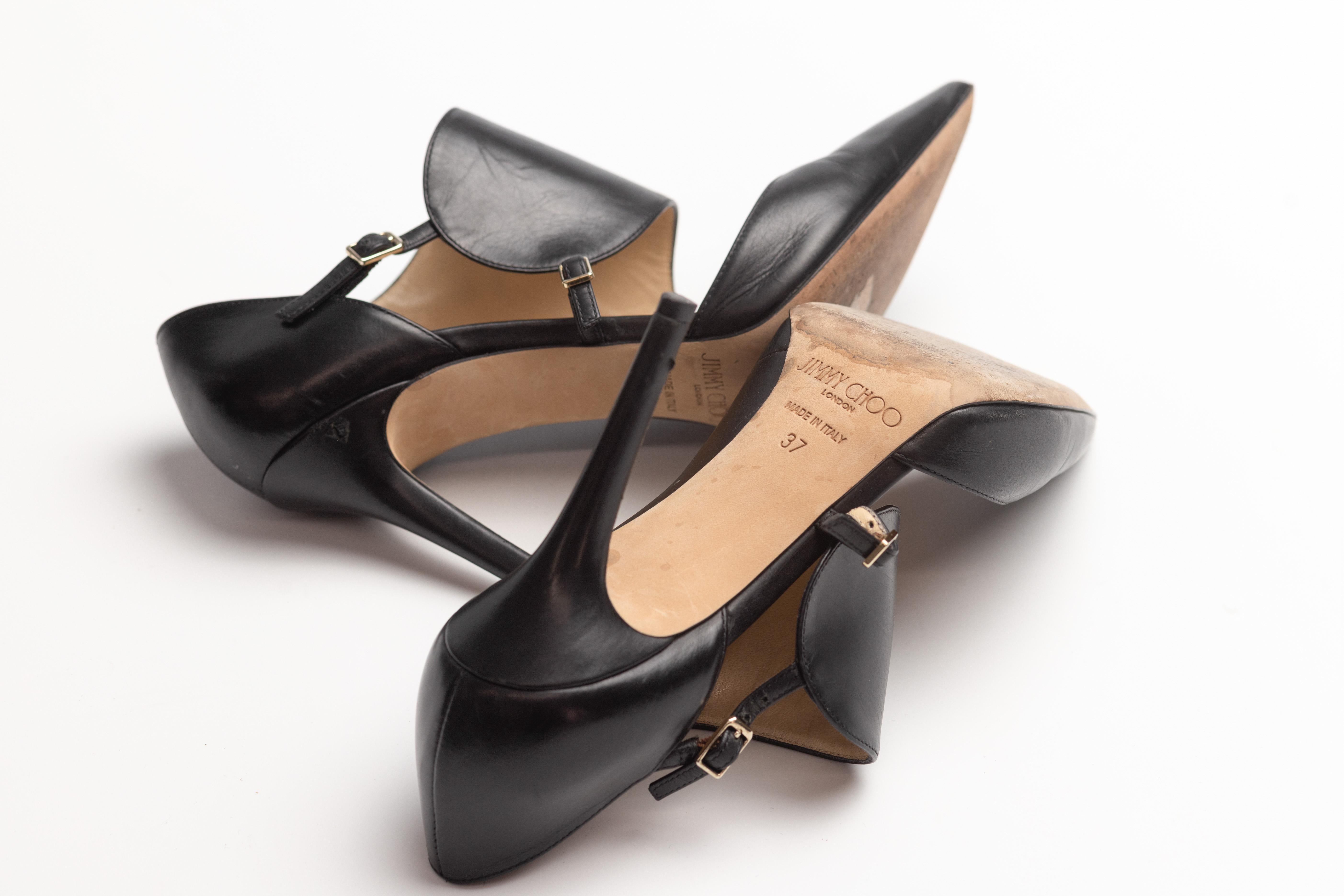 Jimmy Choo Leather Black D'orsay Pumps (EU 37) 4
