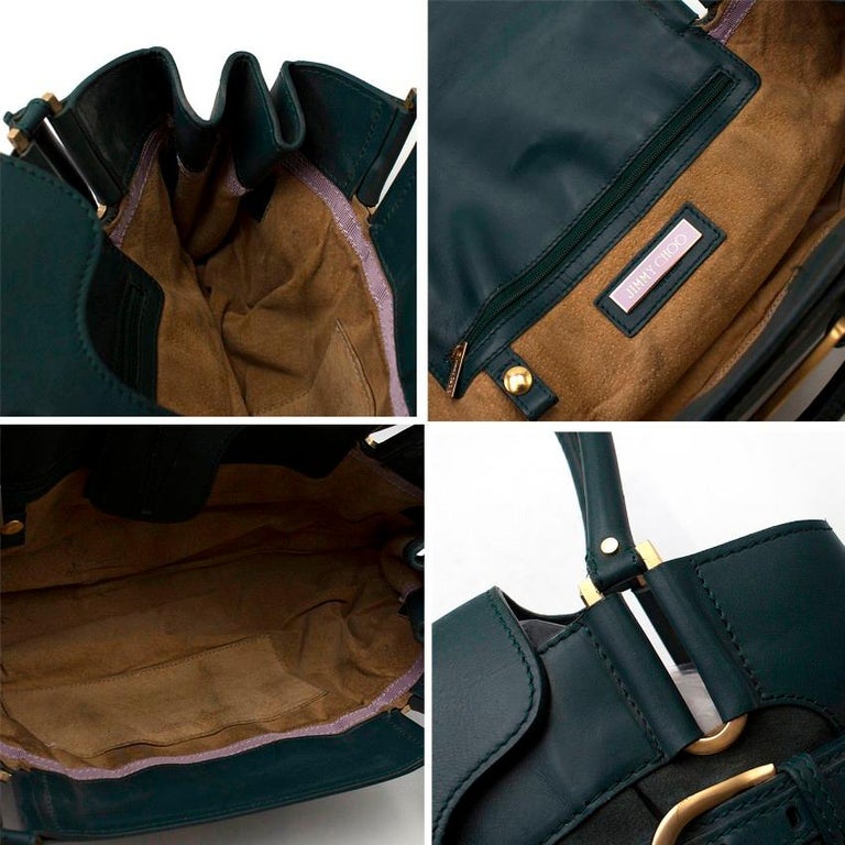 Jimmy Choo Leather and Suede Forest Green Shoulder Bag at 1stDibs