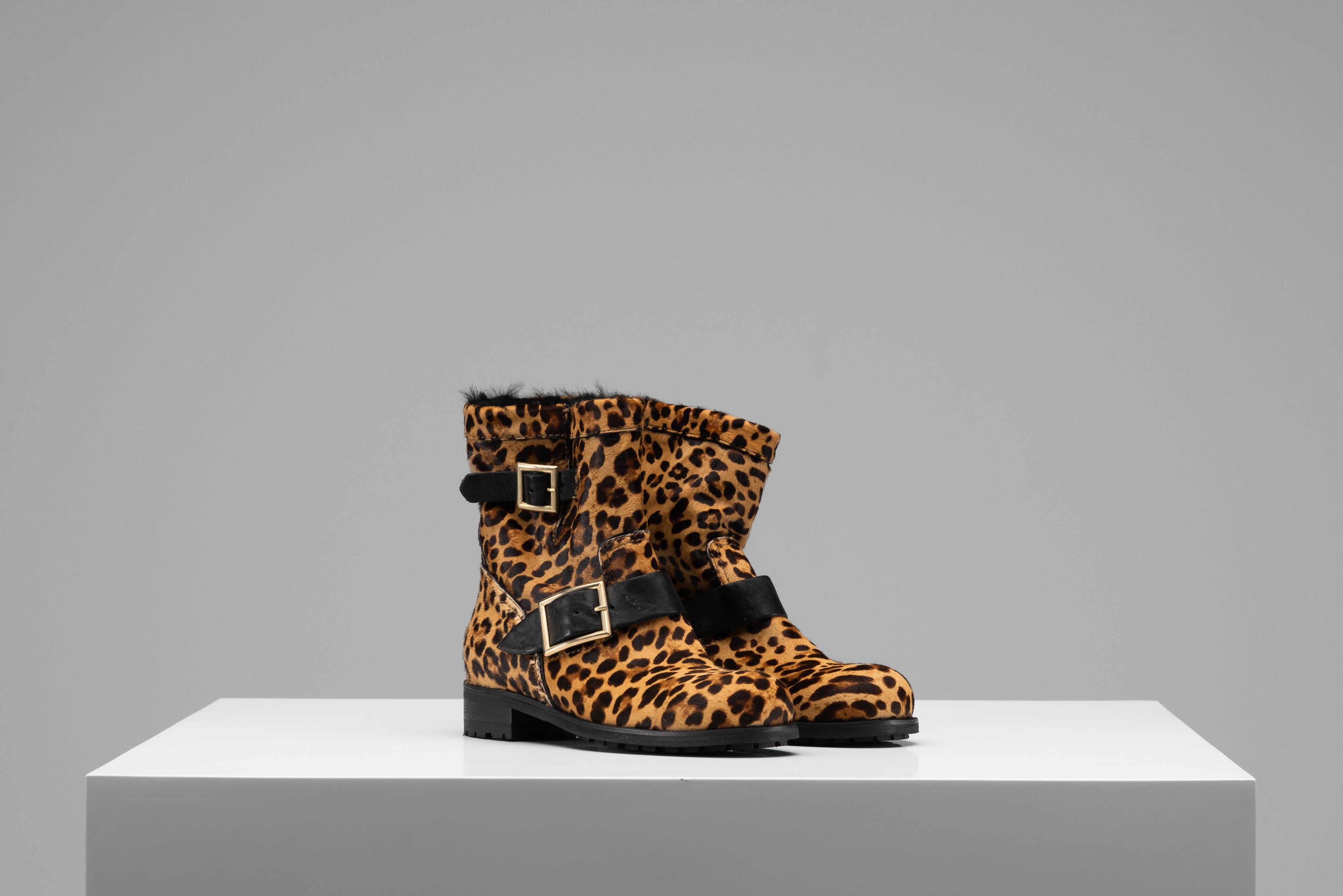Jimmy Choo Leopard Print Boots Size 36 AS NEW In Excellent Condition In Roosendaal, NL