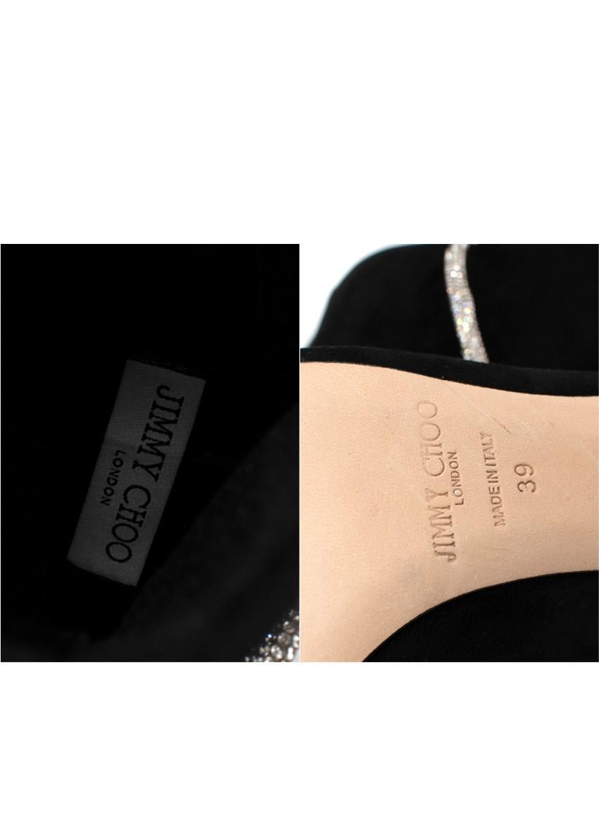 Jimmy Choo Leroy Schwarze Stiefel aus Wildleder mit Kristallverzierung und Absatz EU 39, USA 9 im Angebot 6