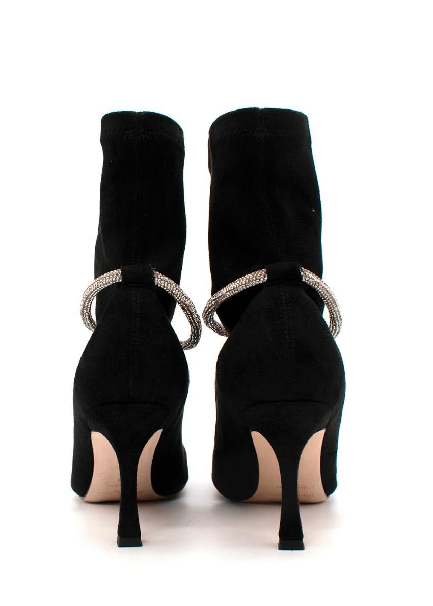 Jimmy Choo Leroy Schwarze Stiefel aus Wildleder mit Kristallverzierung und Absatz EU 39, USA 9 im Zustand „Hervorragend“ im Angebot in London, GB