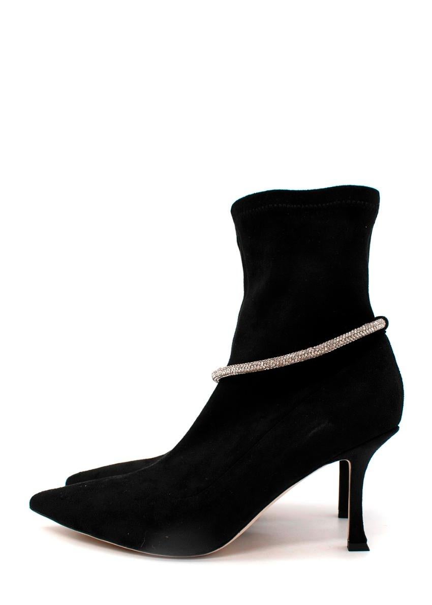 Jimmy Choo Leroy Schwarze Stiefel aus Wildleder mit Kristallverzierung und Absatz EU 39, USA 9 Damen im Angebot