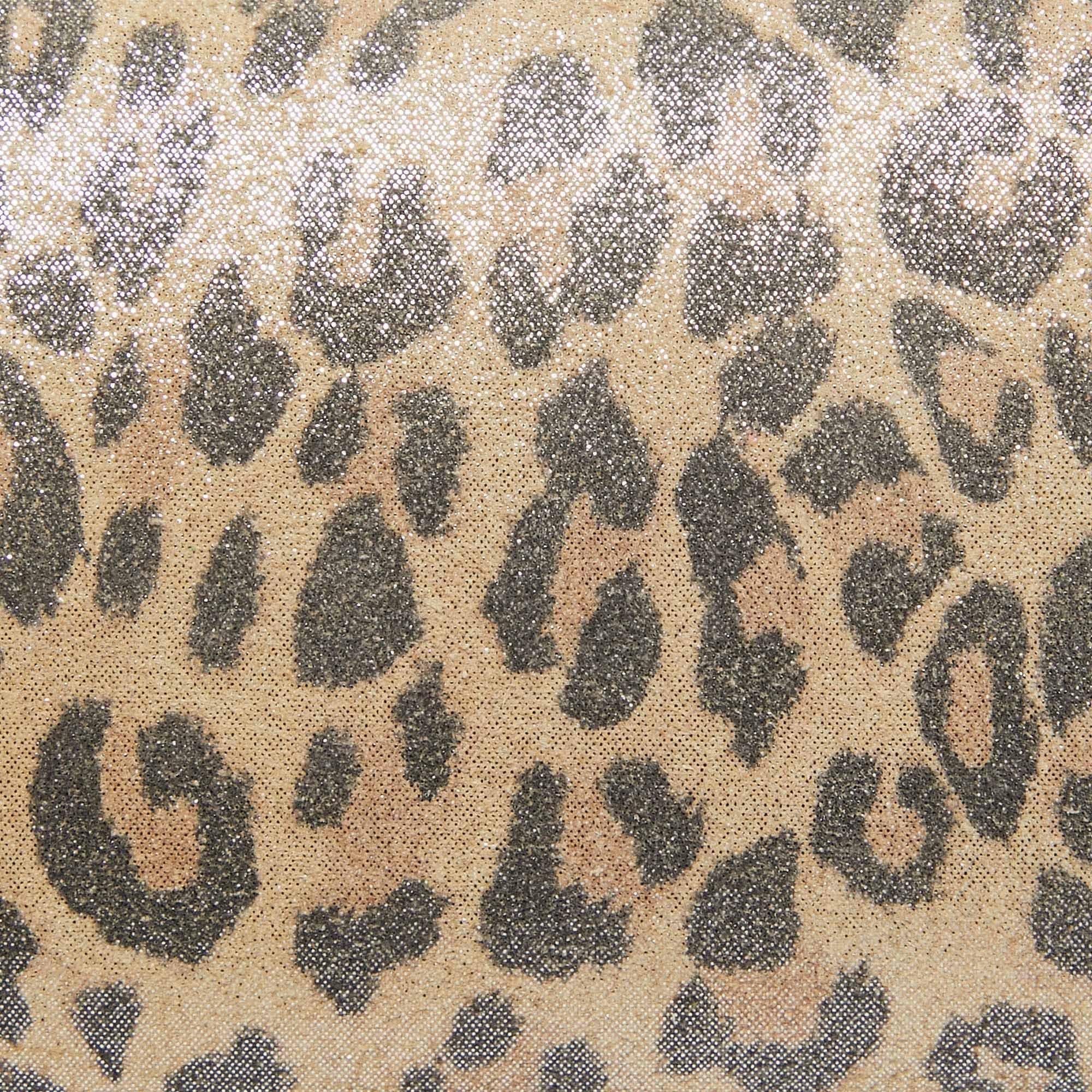 Jimmy Choo Light Beige Leopard Print Suede Compact Twill Tube Clutch 1