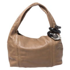 Jimmy Choo Light Brown Leather Saba Hobo Bag