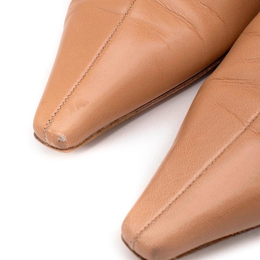 Beige Jimmy Choo Light Camel Leather Kitten Heeled Long Boots - US 11 For Sale