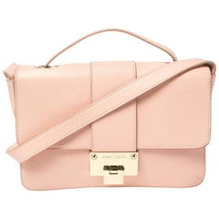 Jimmy Choo Light Pink Leather Rebel Top Handle Bag