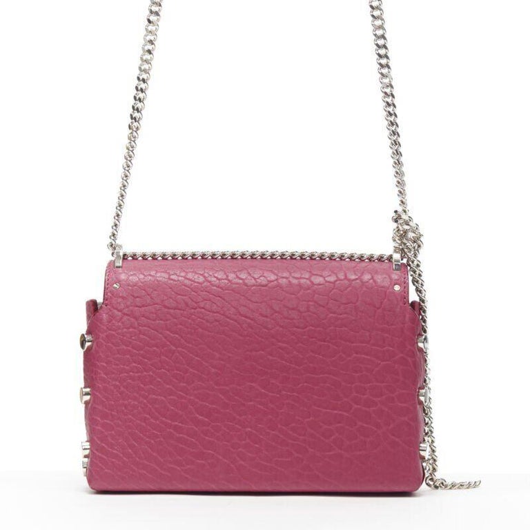 JIMMY CHOO Lockett Petite fuschia rosa grainy Lederschnalle Umhangetasche mit Schnalle im Angebot bei 1stDibs