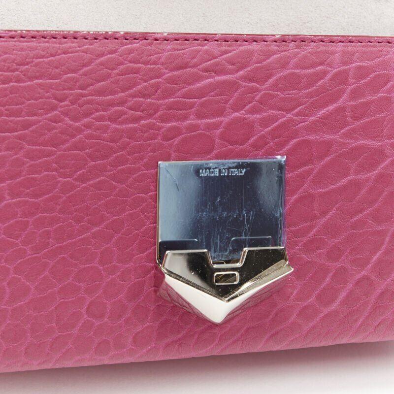 JIMMY CHOO Lockett Petite fuschia pink grainy leather buckle shoulder bag 5