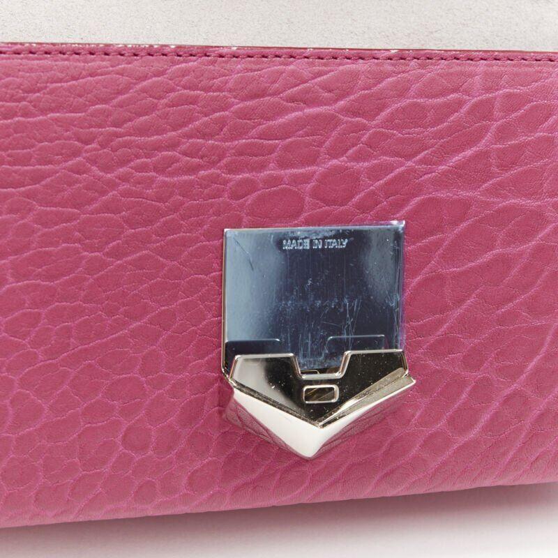 JIMMY CHOO Lockett Petite fuschia rosa grainy Lederschnalle Umhängetasche mit Schnalle im Angebot 5