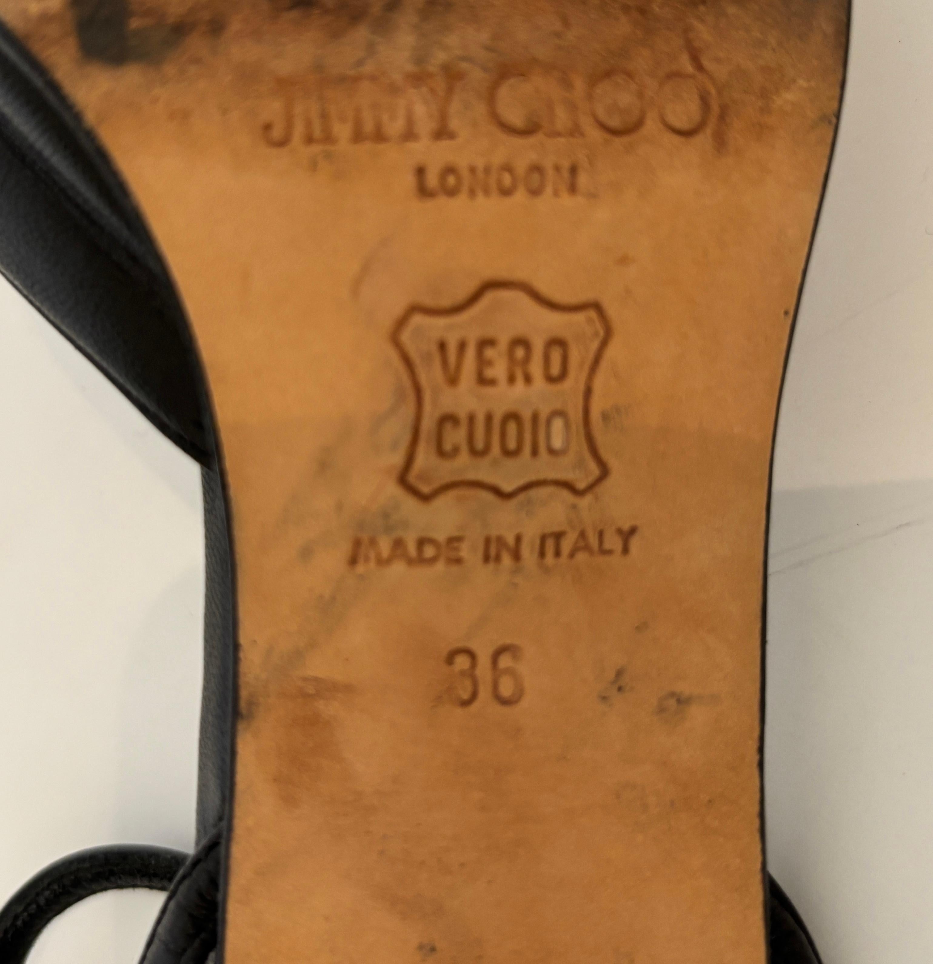 JIMMY CHOO London Tacchi con cinturino alla caviglia in pelle nera Pompe 36 in vendita 5