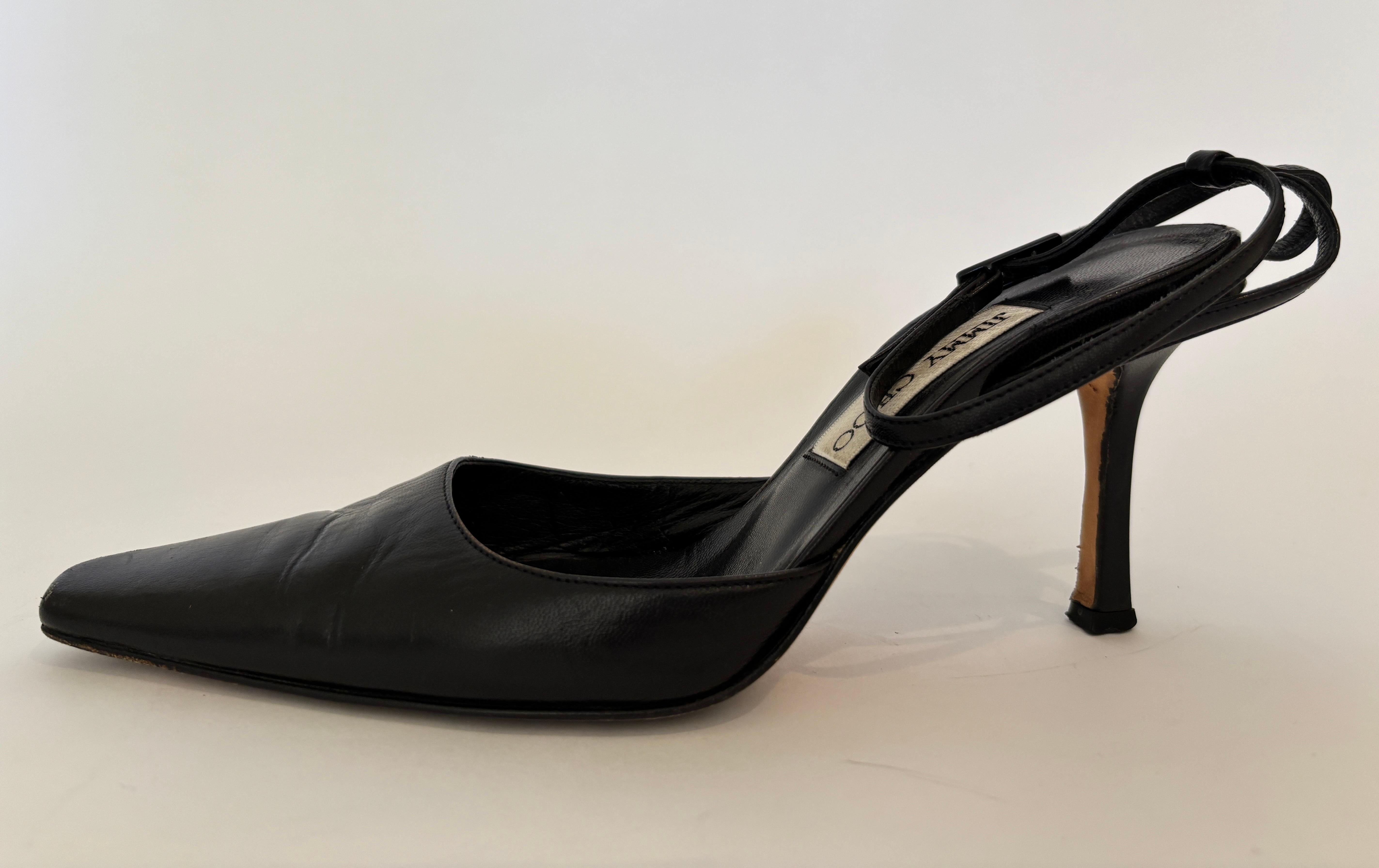 JIMMY CHOO London Tacchi con cinturino alla caviglia in pelle nera Pompe 36 in vendita 6