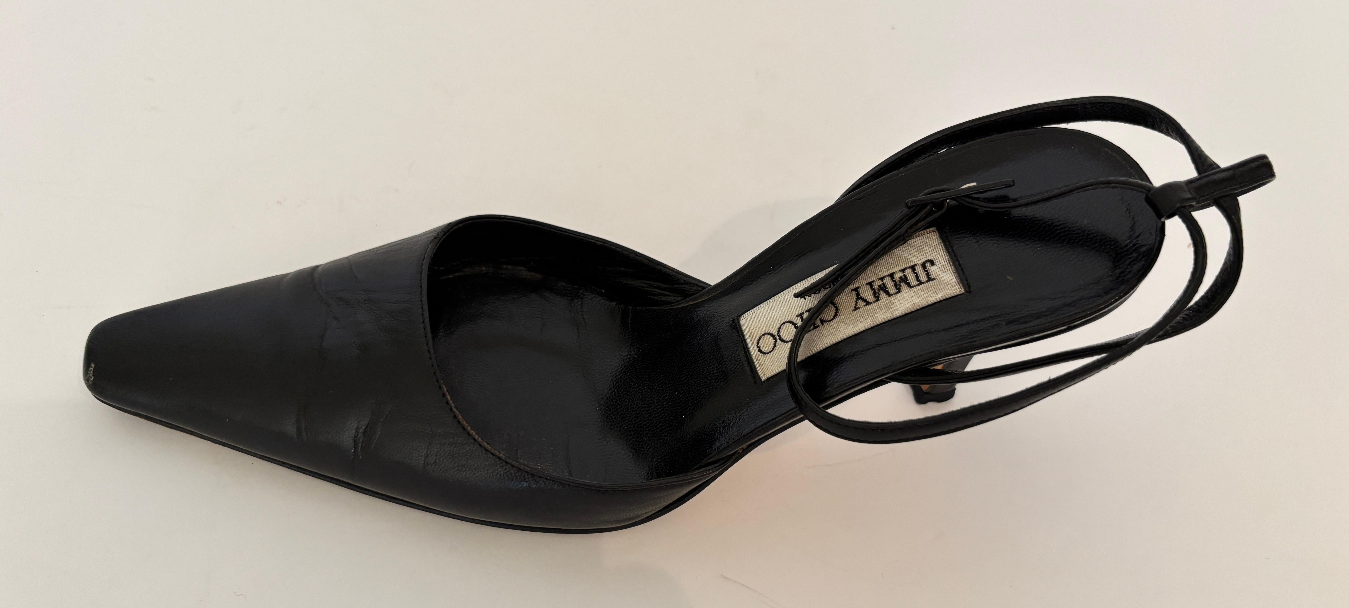 JIMMY CHOO London Tacchi con cinturino alla caviglia in pelle nera Pompe 36 in vendita 7