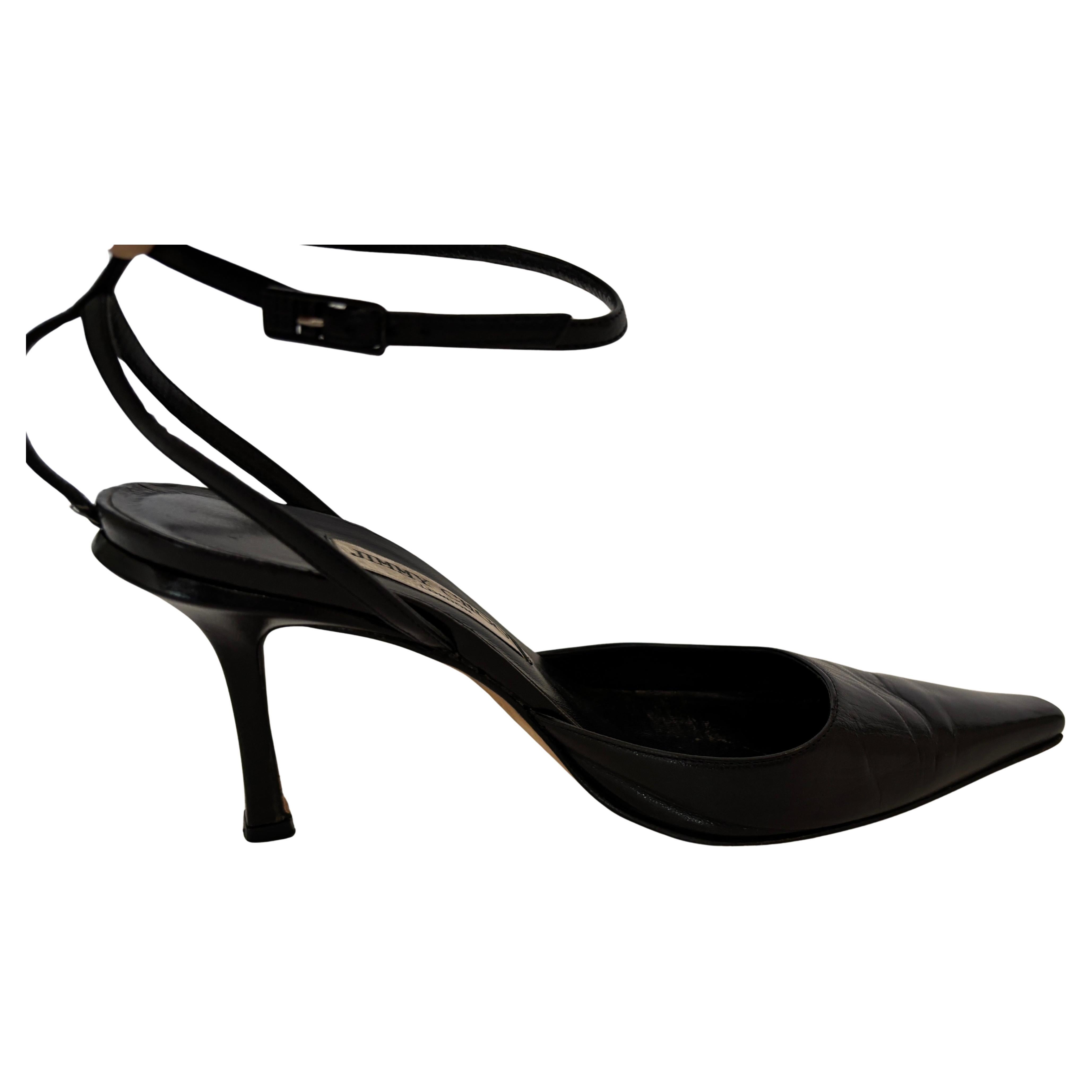 Nero JIMMY CHOO London Tacchi con cinturino alla caviglia in pelle nera Pompe 36 in vendita