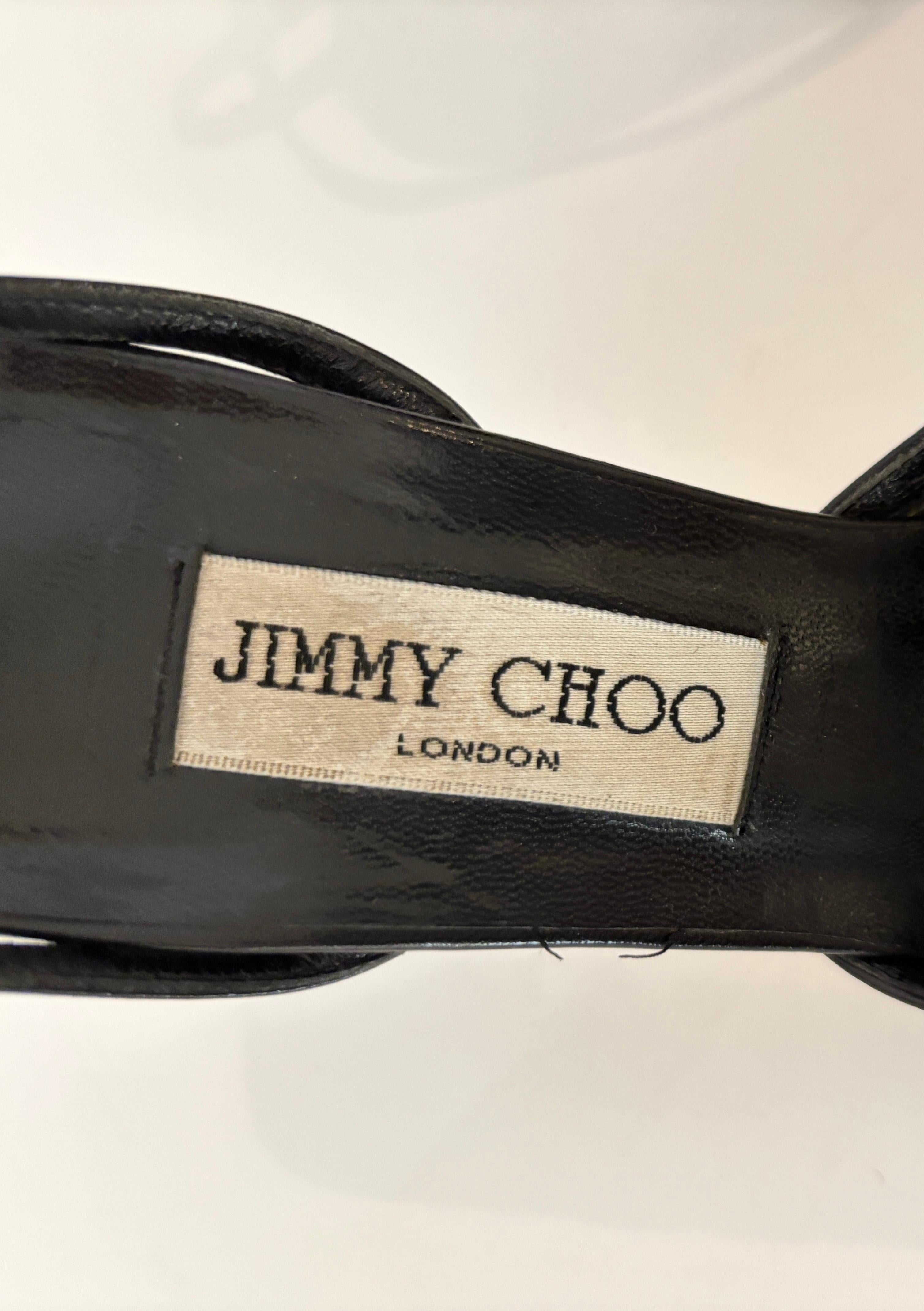 JIMMY CHOO London Tacchi con cinturino alla caviglia in pelle nera Pompe 36 In condizioni buone in vendita a North Hollywood, CA