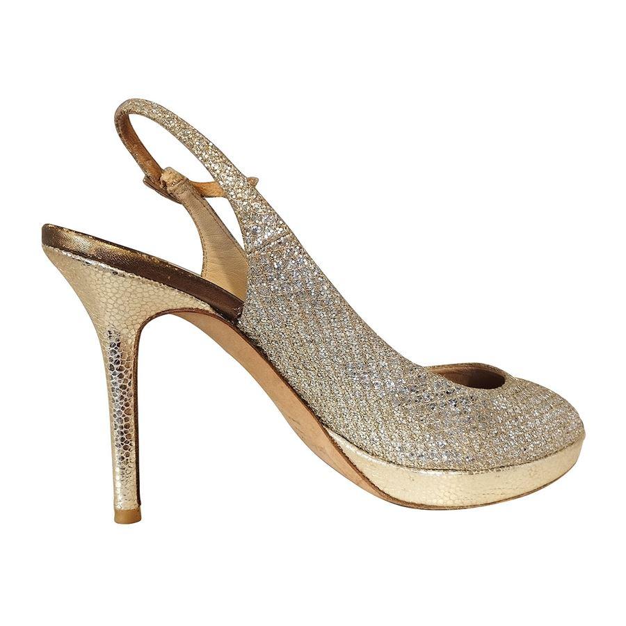 Open toe Glittered Silver color Heel height cm 10 (3,93 inches) Plateau cm 1,5 (0,59 inches)