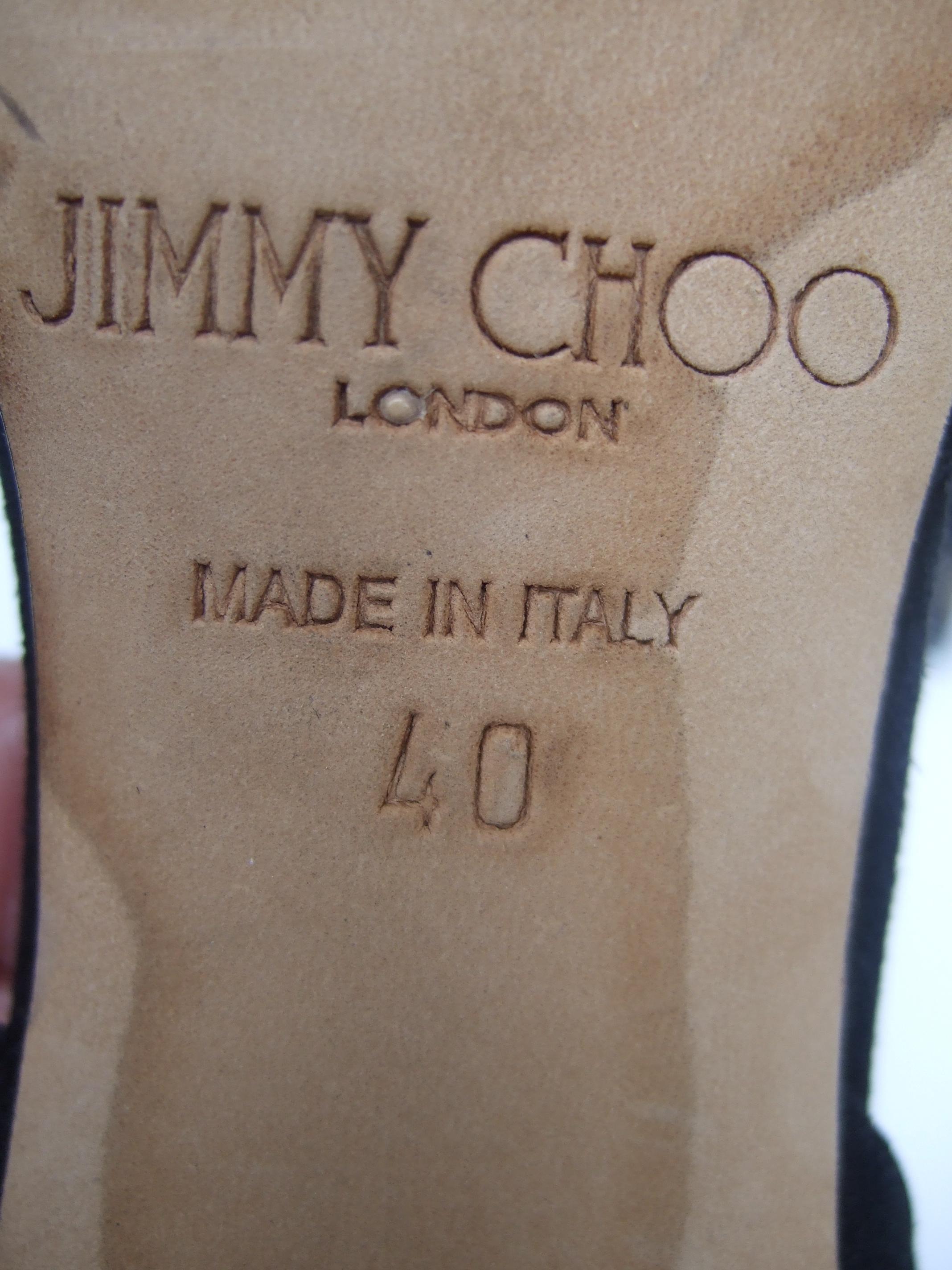 Jimmy Choo London Schwarze Stiletto-Pumps aus gebürstetem Leder Größe 40 c 1990er im Angebot 5