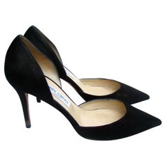 Jimmy Choo London Schwarze Stiletto-Pumps aus gebürstetem Leder Größe 40 c 1990er