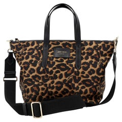 Jimmy Choo London Leopard Leather detail Canvas Cross Body Bag JC-B0510P-0001