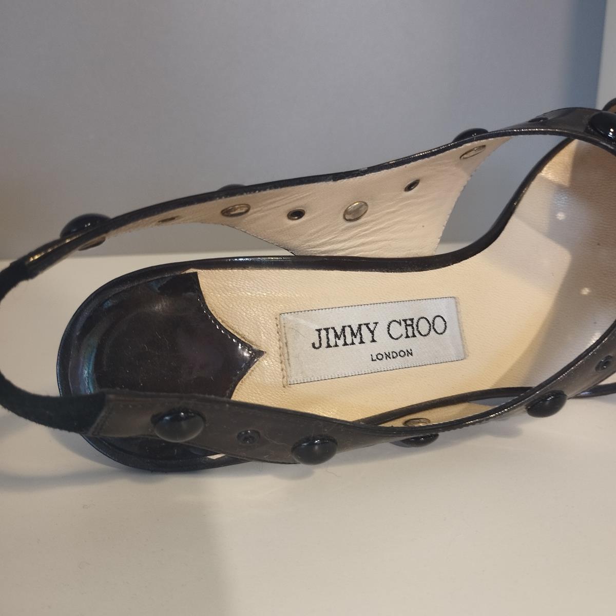 Women's Jimmy Choo London Patent Leather Sandals IT 38.5 For Sale