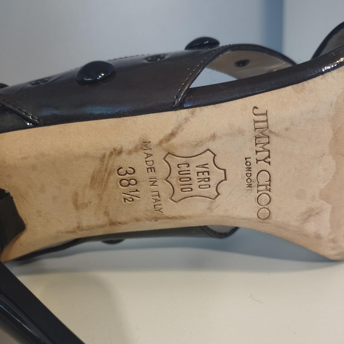 Jimmy Choo London Patent Leather Sandals IT 38.5 For Sale 2