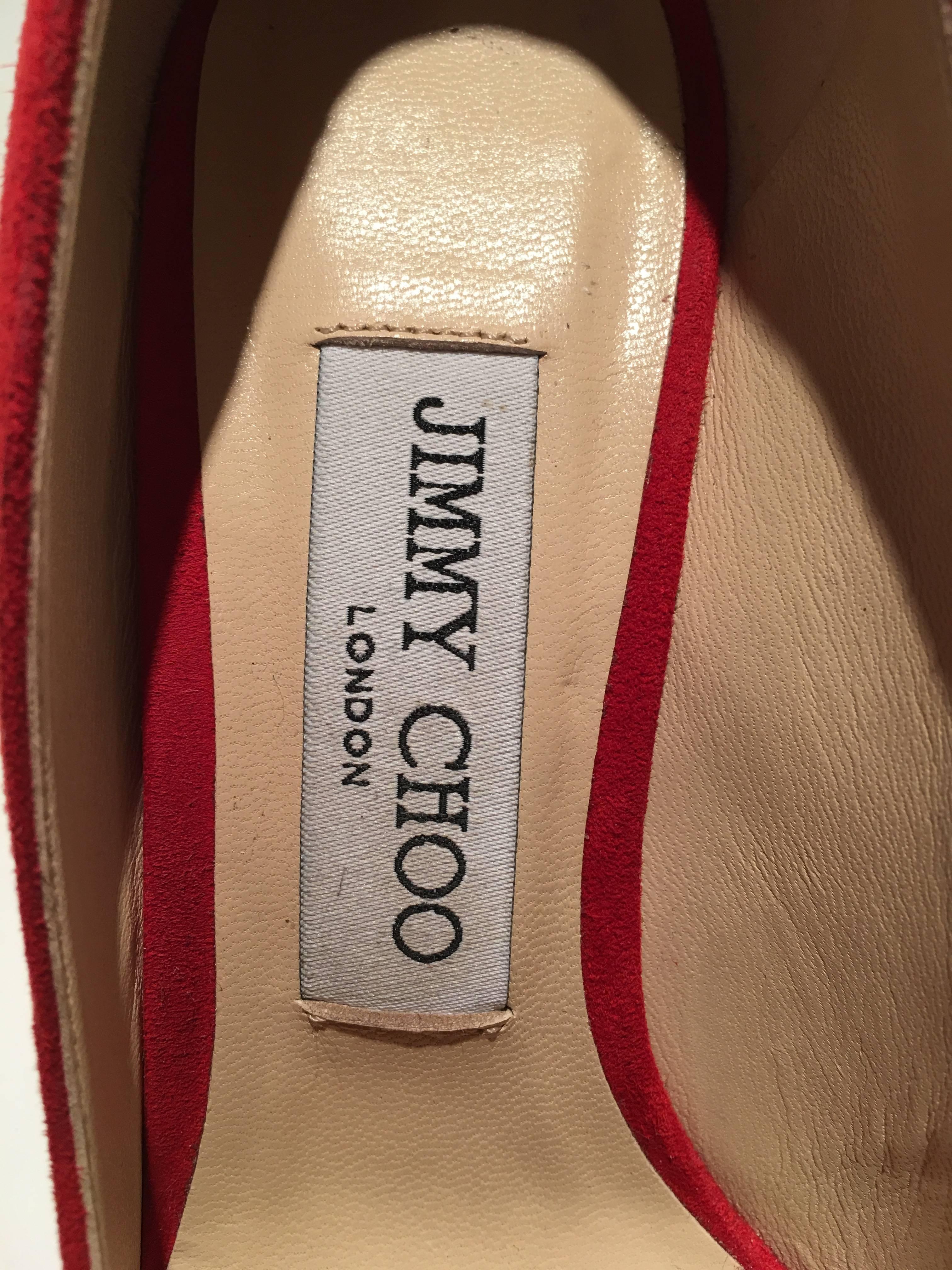 Women's or Men's Jimmy Choo London Red Suede Pumps For Sale