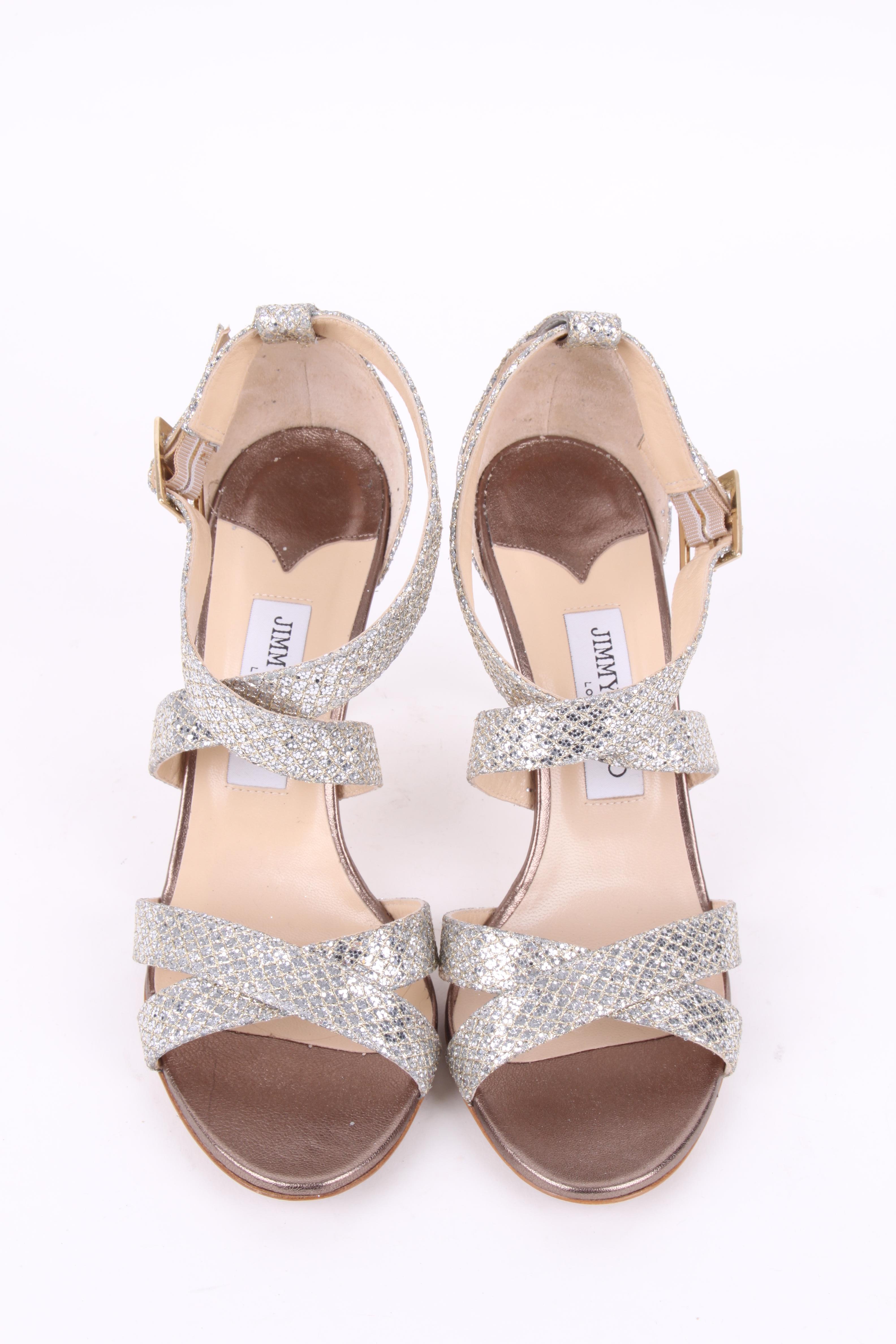 Beige Jimmy Choo Lottie Glitter Sandal Size 40