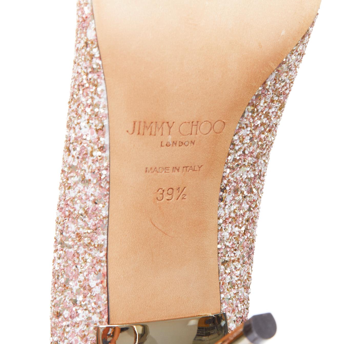 JIMMY CHOO Love 85 pink champagne glitter metal heel pumps EU39.5 For Sale 5