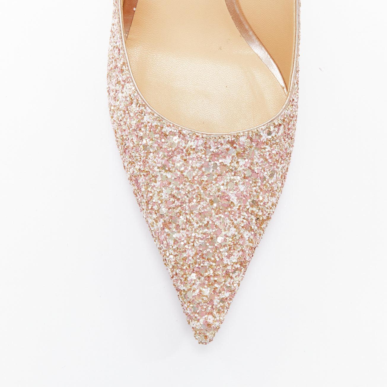 JIMMY CHOO Love 85 pink champagne glitter metal heel pumps EU39.5 For Sale 1