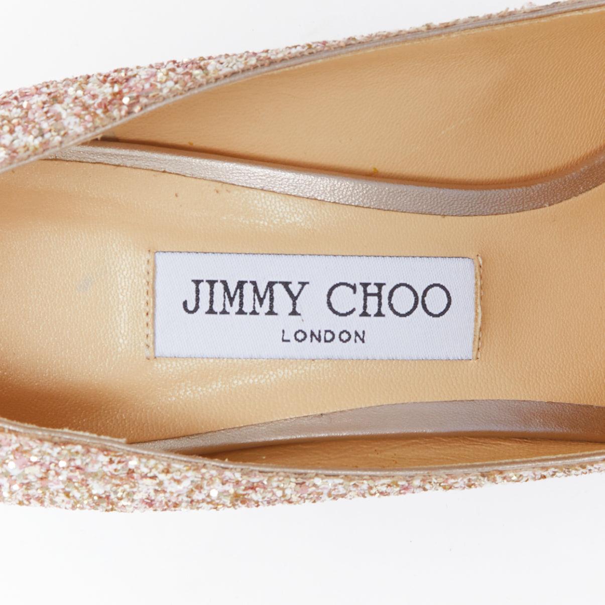 JIMMY CHOO Love 85 pink champagne glitter metal heel pumps EU39.5 For Sale 4