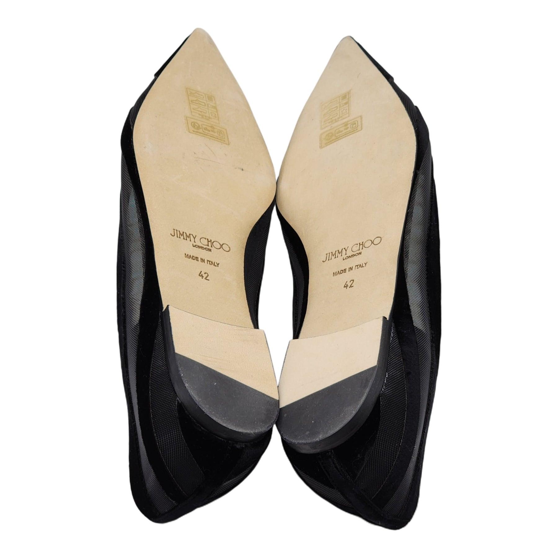 Women's Jimmy Choo Love Tulle Flat Ballerina Shoes in Black For Sale