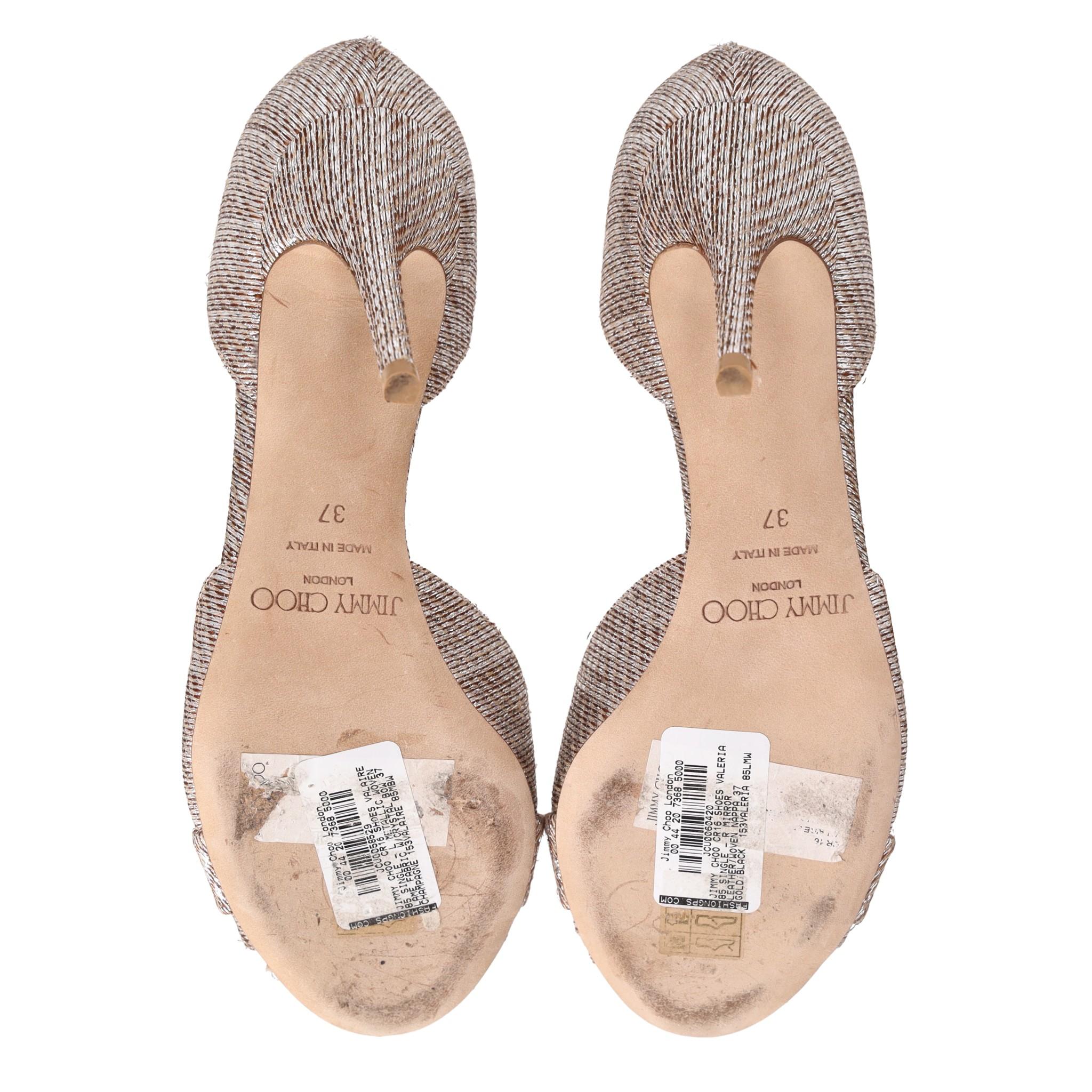 Jimmy Choo Lurex Crystal Bow Peep Toe Heels 1
