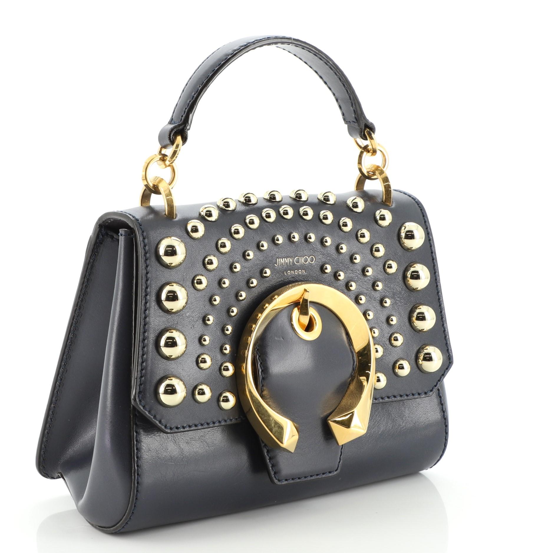 Jimmy Choo Madeline Top Handle Tasche mit Nieten aus Leder Klein (Schwarz)