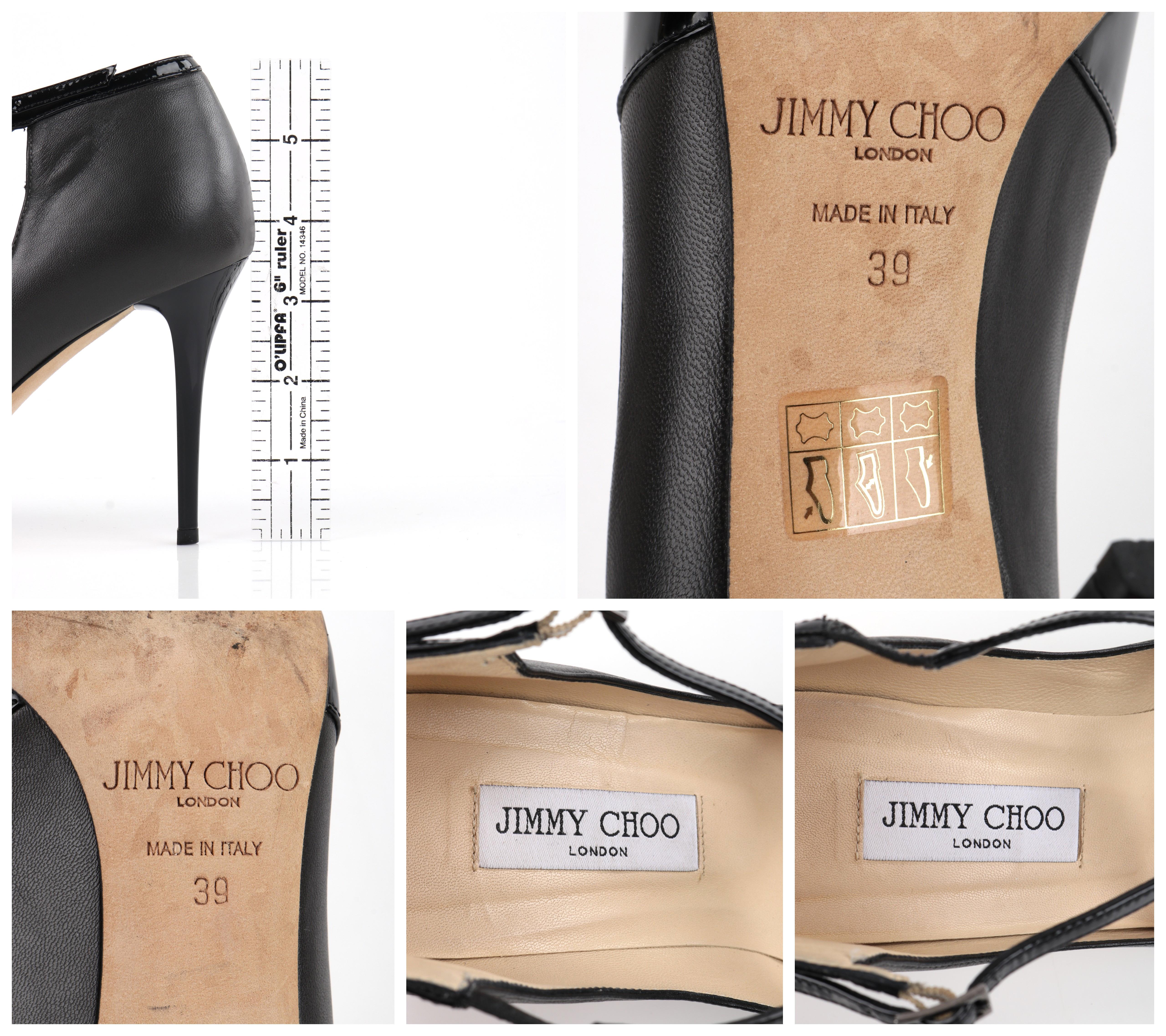 JIMMY CHOO “Madera” Gray Black Leather Criss Cross Strap Pointed Toe Pump Heels 4