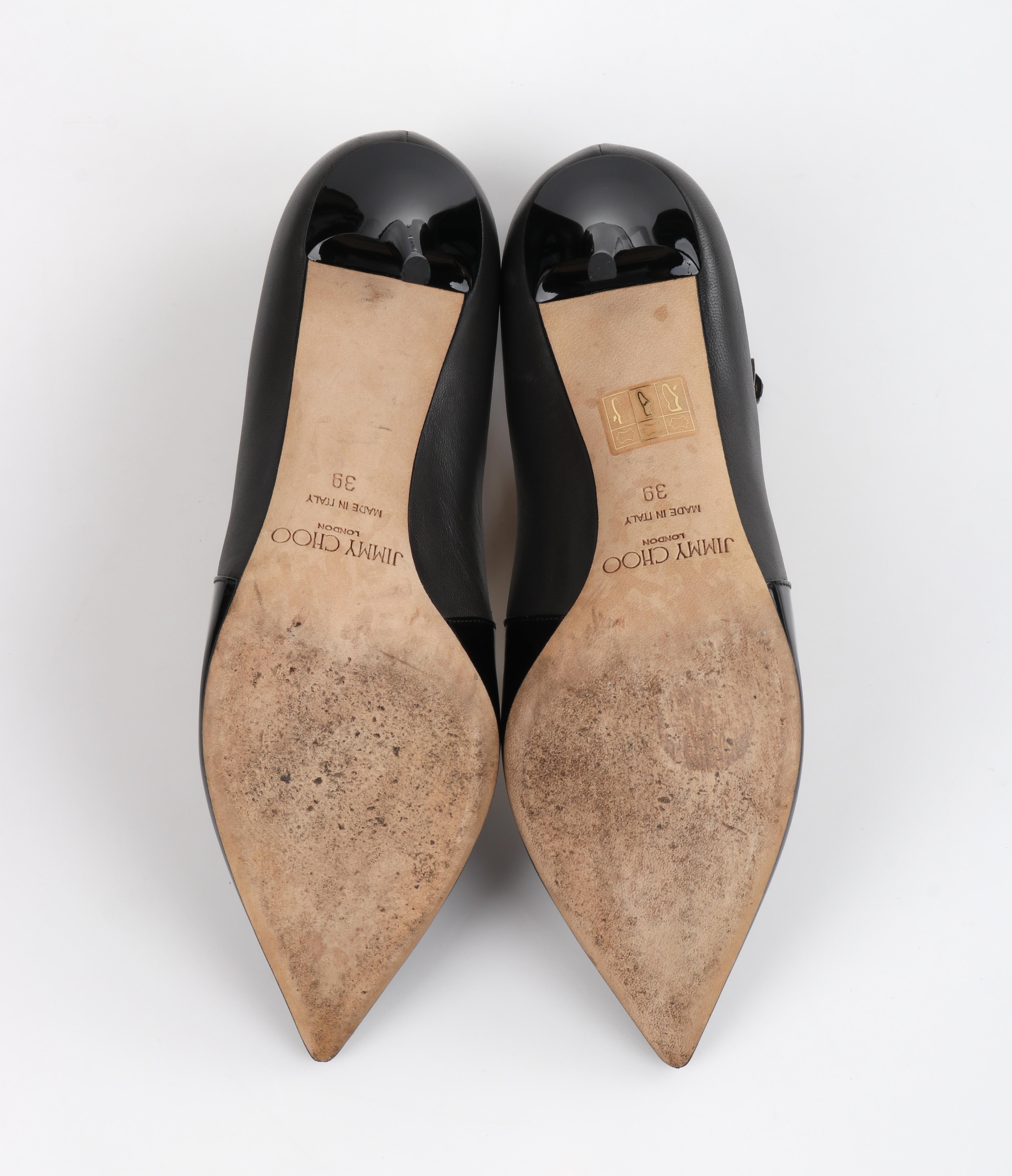 JIMMY CHOO “Madera” Gray Black Leather Criss Cross Strap Pointed Toe Pump Heels 3