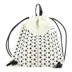 Jimmy Choo Marlon Biker Drawstring Backpack Star Studded Leather Medium