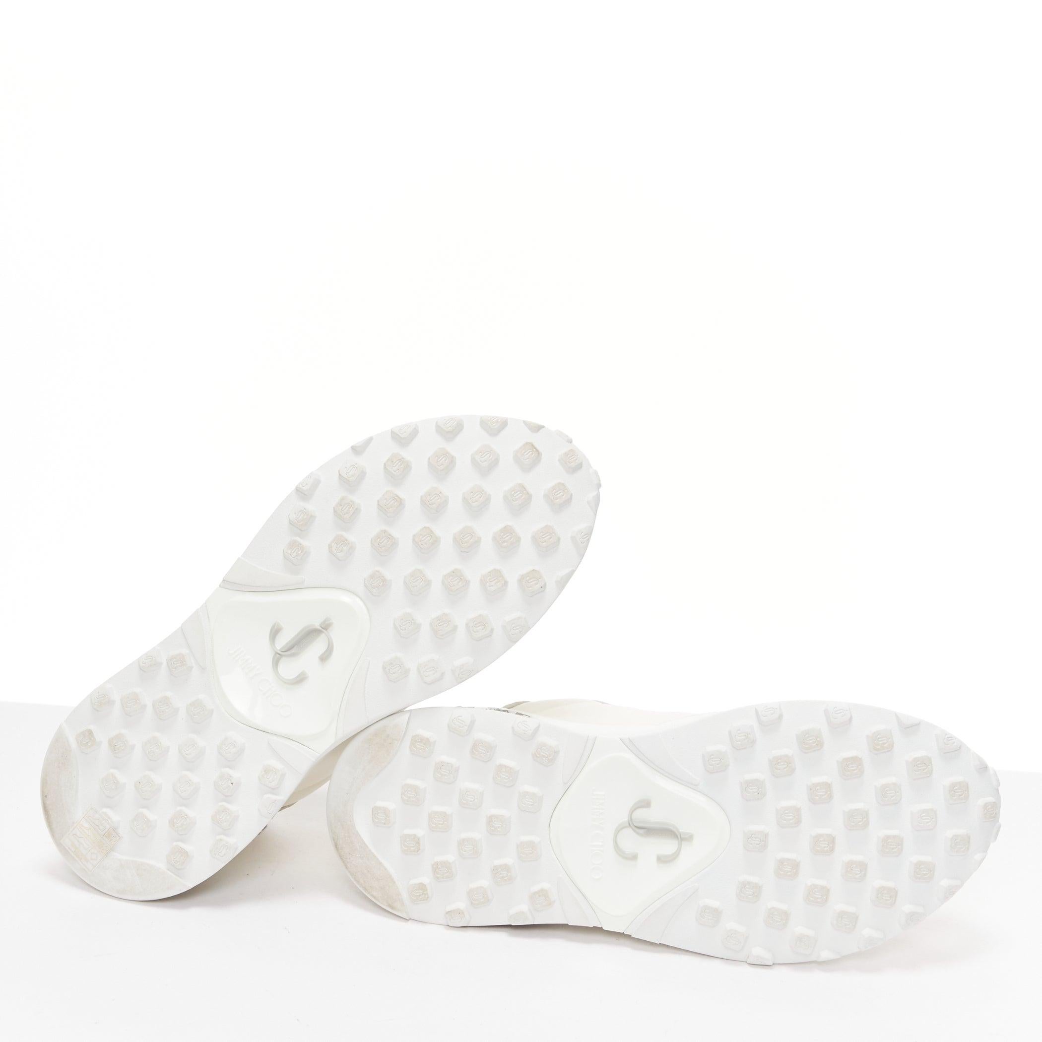 JIMMY CHOO Memphis white JC logo clear debossed crystal dad sneakers EU38.5 6