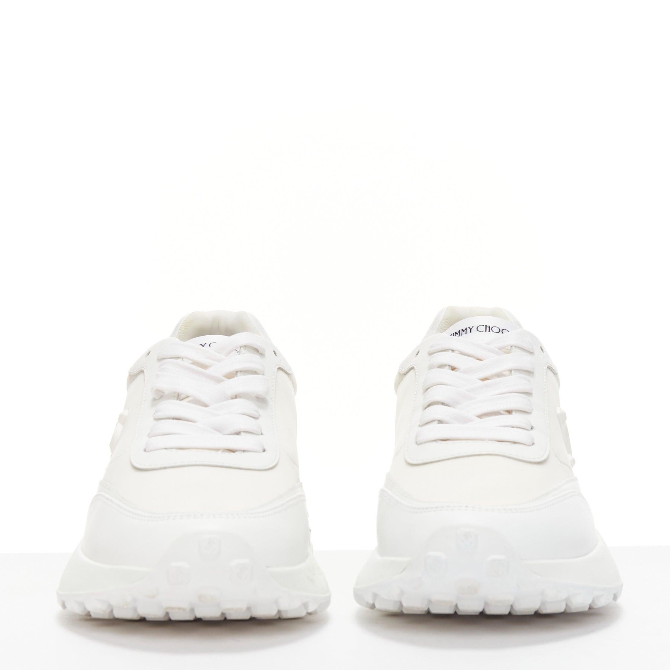 JIMMY CHOO Memphis white JC logo clear debossed crystal dad sneakers EU38.5 In Good Condition For Sale In Hong Kong, NT